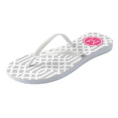 Monogram grijs en roze Trellis Teenslippers (Schuin)