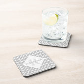 Monogram grijs en wit modern patroon bier onderzetter (Rechterzijde)