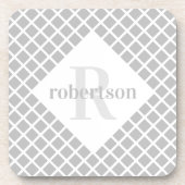 Monogram grijs en wit modern patroon bier onderzetter (Voorkant)