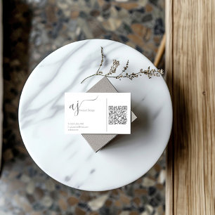 Monogram grijs en wit QR-code zakelijke kaart Visitekaartje