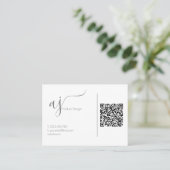 Monogram grijs en wit QR-code zakelijke kaart Visitekaartje (Staand voorkant)
