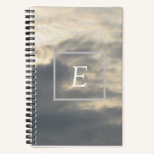 Monogram grijs en wit wolken Notitieboek van 5,5 x (Voorkant)