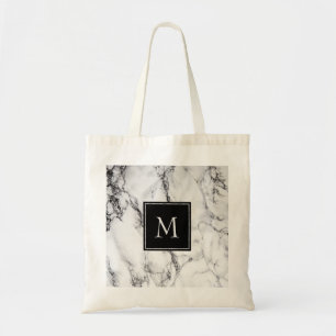 Monogram grijs en zwart marmeren patroon tote bag