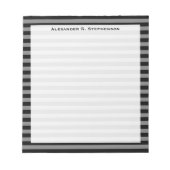 Monogram grijs en zwarte streep notitieblok (Voorkant)