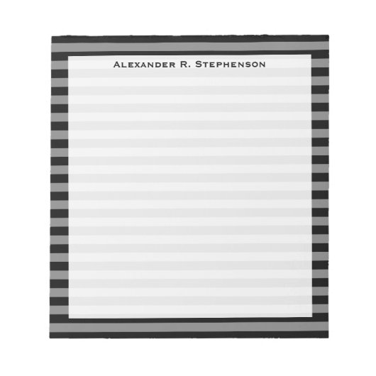 Monogram grijs en zwarte streep notitieblok (Voorkant)