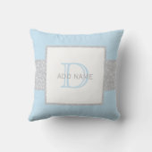 Monogram grijs Faux Glitter Blue Baby Pillow Kussen (Achterkant)