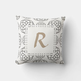 Monogram Grijs Geometrische Cirkels met Maatwerk Kussen