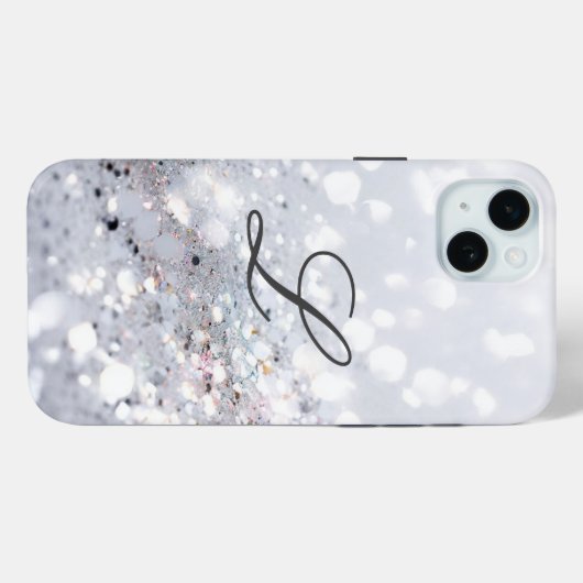 Monogram Grijs Glamoureus Glitter Case-Mate iPhone Case (Achterkant (horizontaal))