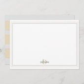 Monogram Grijs & Gouden Streep Bedankkaart (Voorkant / Achterkant)
