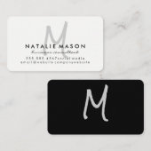 Monogram grijs handschrift visitekaartje (Voorkant / Achterkant)