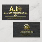 Monogram grijs hout constructie visitekaartje (Voorkant / Achterkant)