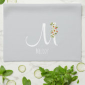 Monogram grijs keukenhanddoek huis cadeau (Gevouwen)