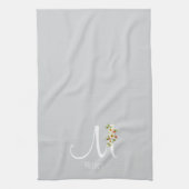 Monogram grijs keukenhanddoek huis cadeau (Verticaal)