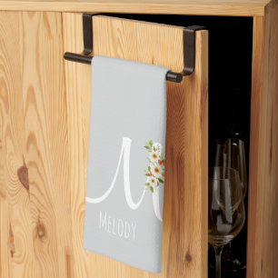Monogram grijs keukenhanddoek huis cadeau