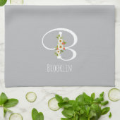 Monogram grijs keukenhanddoek huis cadeau (Gevouwen)