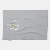 Monogram grijs keukenhanddoek huis cadeau (Horizontaal)