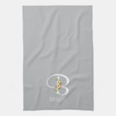 Monogram grijs keukenhanddoek huis cadeau (Verticaal)