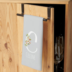 Monogram grijs keukenhanddoek huis cadeau