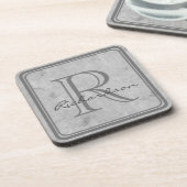 Monogram grijs Lijst Drankjes Onderzetter (Linkerzijde)