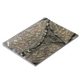 Monogram grijs linnen look floral grunge girly notitieboek (Linkerzijde)