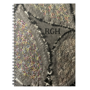 Monogram grijs linnen look floral grunge girly notitieboek