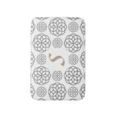 Monogram grijs mandala patroon badmat (Voorkant Verticaal)