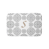 Monogram grijs mandala patroon badmat (Voorkant)