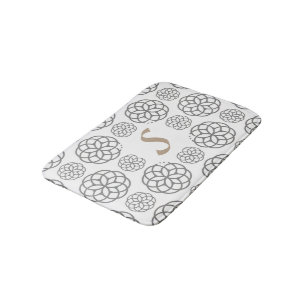 Monogram Grijs Mandalas Patroon Badmat