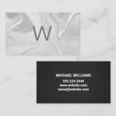 Monogram | Grijs Marmer | Leren Visitekaartje (Voorkant / Achterkant)