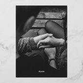 Monogram grijs Matig geperst Goud sparen de Datum Folie Uitnodiging (Achterkant)