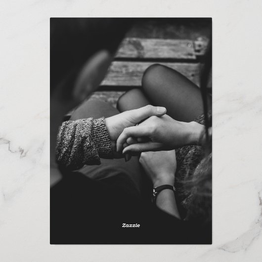 Monogram grijs Matig geperst Goud sparen de Datum Folie Uitnodiging (Achterkant)