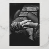 Monogram grijs Matig geperst Goud sparen de Datum Folie Uitnodiging (Achterkant)