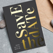 Monogram grijs Matig geperst Goud sparen de Datum Folie Uitnodiging