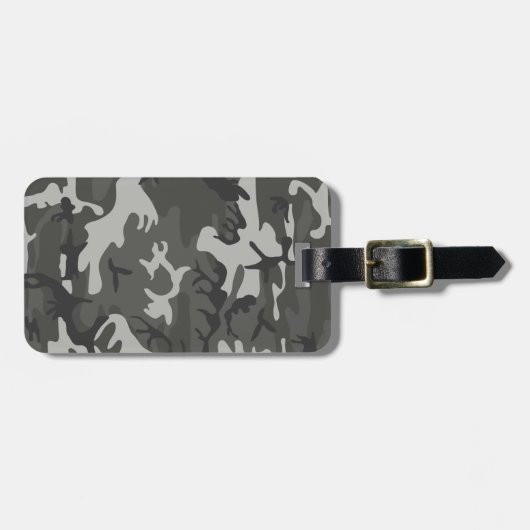 Monogram Grijs Militair Camo Camouflage Bagagelabel (Voorkant horizontaal)