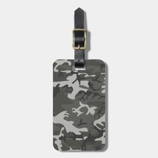 Monogram Grijs Militaire Camo Camouflage Bagagelabel (Voorkant verticaal)
