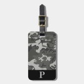 Monogram Grijs Militaire Camo Camouflage Zwart Lij Bagagelabel (Voorkant verticaal)