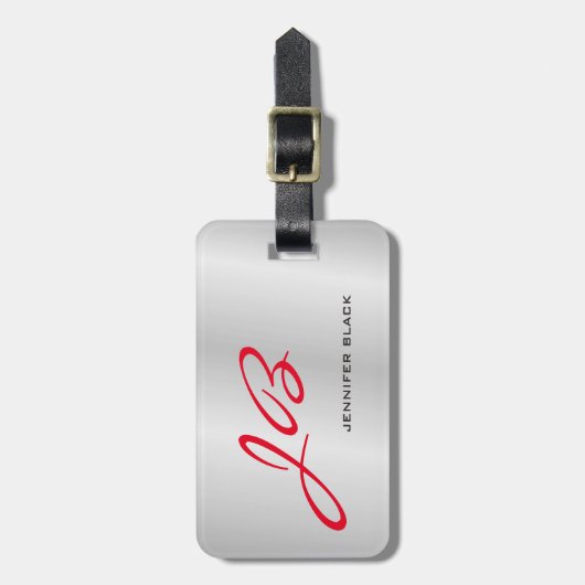 Monogram grijs - minimalistisch bagagelabel (Voorkant verticaal)