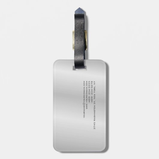 Monogram grijs - minimalistisch bagagelabel (Achterkant verticaal)