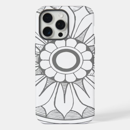 Monogram grijs modern Daisy Medallion Pattern iPhone Hoesje (Achterkant)