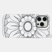 Monogram grijs modern Daisy Medallion Pattern iPhone Hoesje (Achterkant horizontaal)