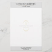 Monogram Grijs Modern Elegant Bedrijf Briefpapier (Voorkant)