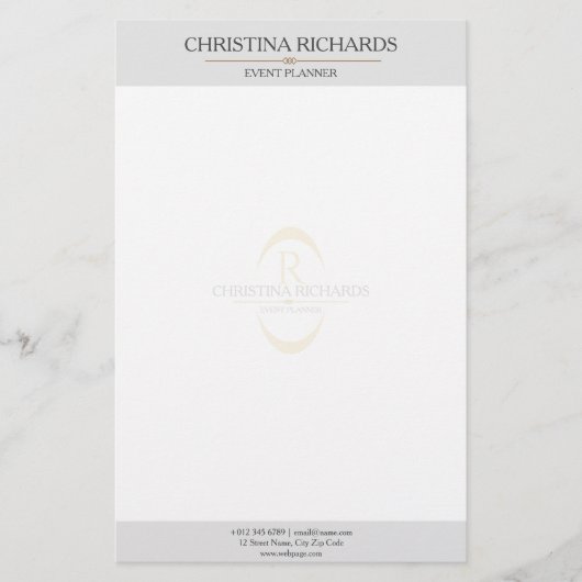 Monogram Grijs Modern Elegant Bedrijf Briefpapier (Voorkant)