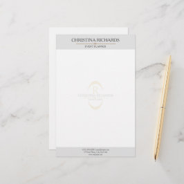 Monogram Grijs Modern Elegant Bedrijf Briefpapier