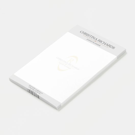 Monogram Grijs Modern Elegant Bedrijf Post-it® Notes (Schuin)