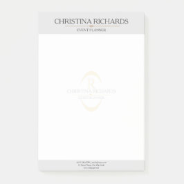 Monogram Grijs Modern Elegant Bedrijf Post-it® Notes