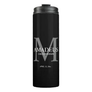Monogram Grijs Naam thermische tumbler Thermosbeker
