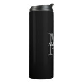 Monogram Grijs Naam thermische tumbler Thermosbeker (Gedraaid links)