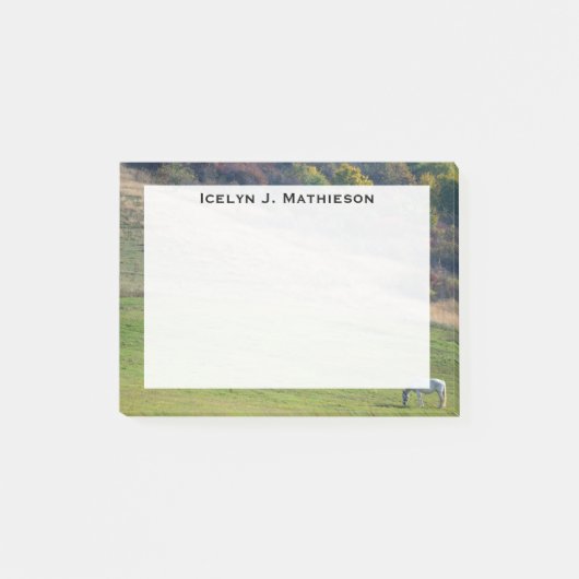 Monogram Grijs Paard in een Groen Veld Post-it® Notes (Voorkant)