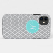 Monogram Grijs Quatrefoil Patroon iPhone 5/5s Hoes (Achterkant (horizontaal))