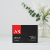 Monogram Grijs Rood Hout Moderne Consultant Visitekaartje (Staand voorkant)